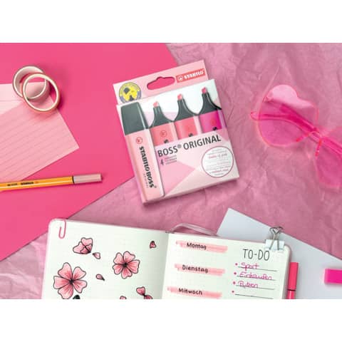 Evidenziatori Stabilo Boss® Original 2-5 mm Shades of Pink - 4 tonalità di rosa D70/4-6-1